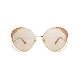 Chloé Round-Frame Metal Sunglasses Gold Womens